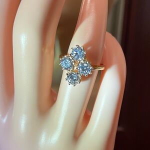 Gold Plated Moissanite Clover Ring   NWOT